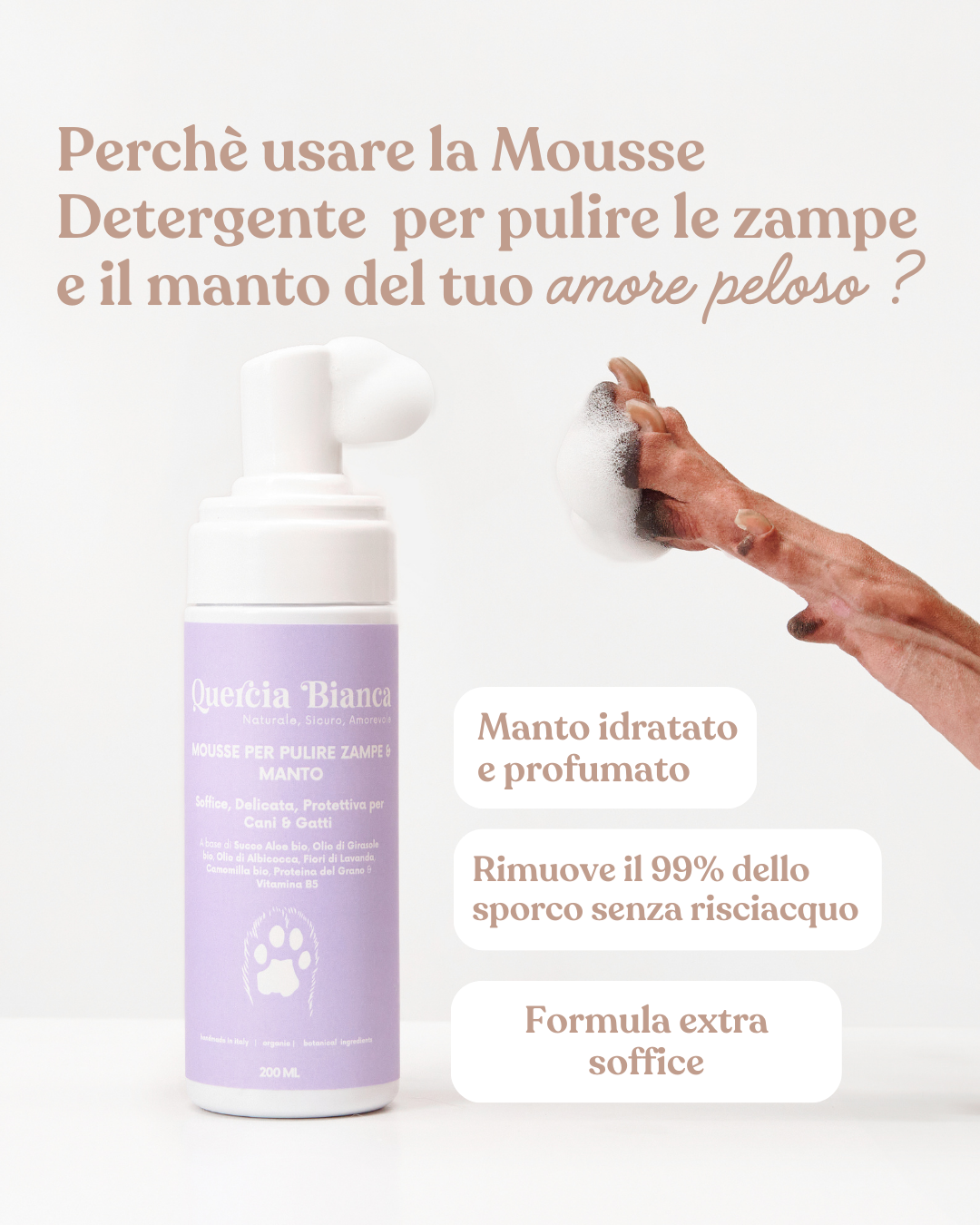 Mousse Detergente per le Zampe e Manto