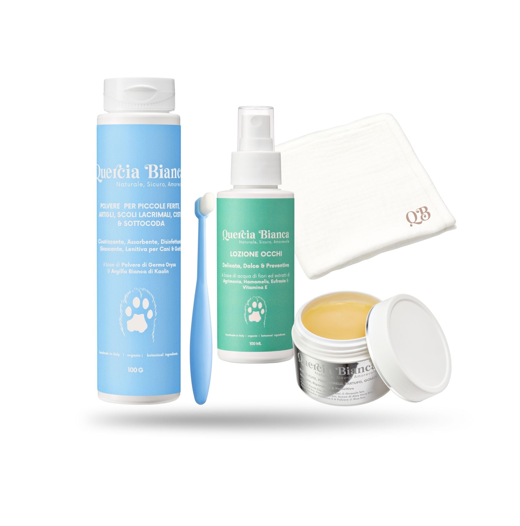 Kit completo per la cura giornaliera degli occhi e scoli lacrimali | Tonico Detergente Occhi + Polvere Dermatologica + Pomata